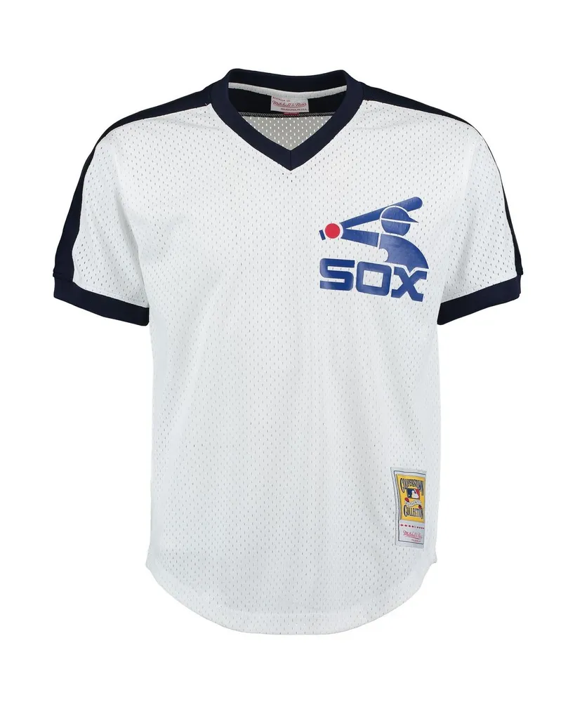 Men's Mitchell & Ness Carlton Fisk White Chicago Sox Cooperstown Mesh Batting Practice Jersey