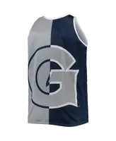 Men's Mitchell & Ness Allen Iverson Navy, Gray Georgetown Hoyas Sublimated Player Big and Tall Tank Top