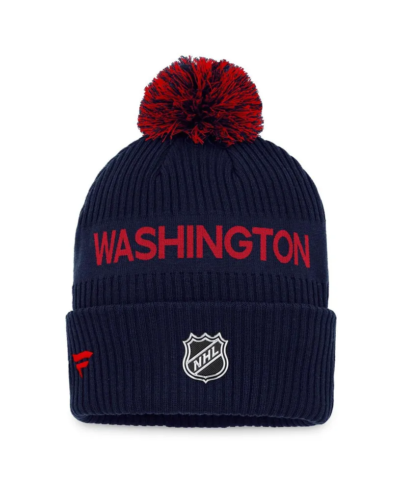 Men's Fanatics Navy, Red Washington Capitals 2022 Nhl Draft Authentic Pro Cuffed Knit Hat with Pom