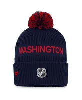 Men's Fanatics Navy, Red Washington Capitals 2022 Nhl Draft Authentic Pro Cuffed Knit Hat with Pom