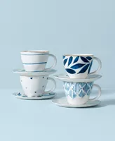 Lenox Blue Bay Set/4 Assorted Espresso Cup and Saucer