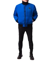 Space One Men's Nasa Inspired Hooded Bomber Jacket with Printed Astronaut Interior