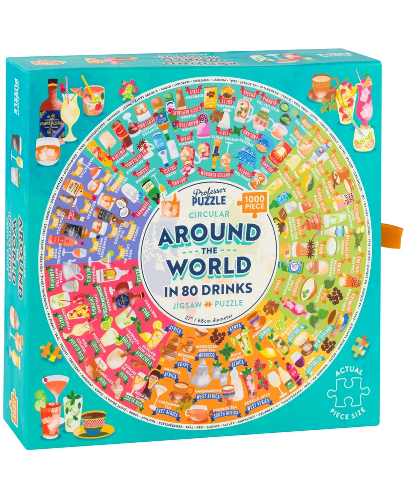 Professor Puzzle Around the World in 80 Drinks Circular Jigsaw Puzzle Set, 1002 Pieces