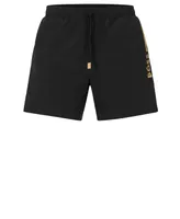 Boss by Hugo Boss Men's Metallic Logo Quick-Drying Swim Shorts