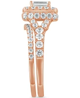 Diamond Halo Emerald Bridal Set (2. ct. t.w.) 14k White, Yellow or Rose Gold