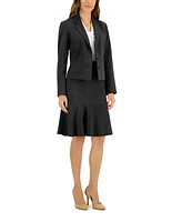 Le Suit Crepe Button-Front Flounce Skirt Suit, Regular and Petite Sizes