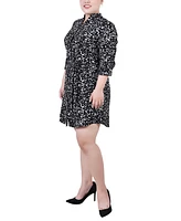 Ny Collection Plus Size 3/4 Rouched Sleeve Dress with Belt