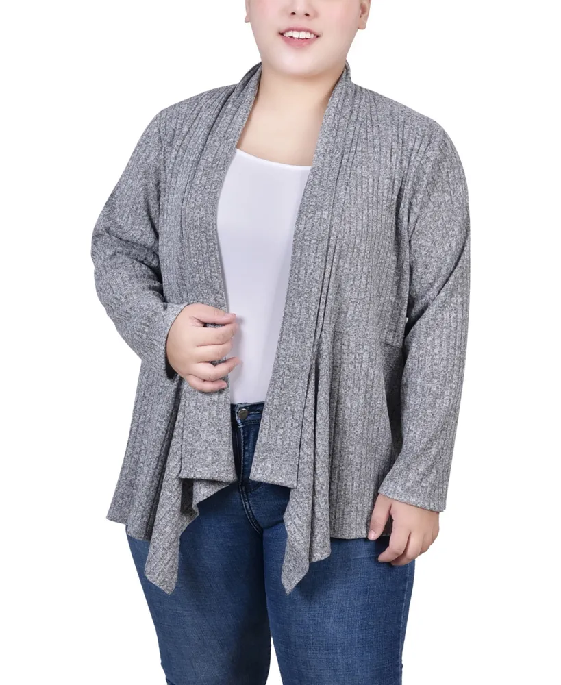 Ny Collection Plus Size Long Sleeve Ribbed Cardigan