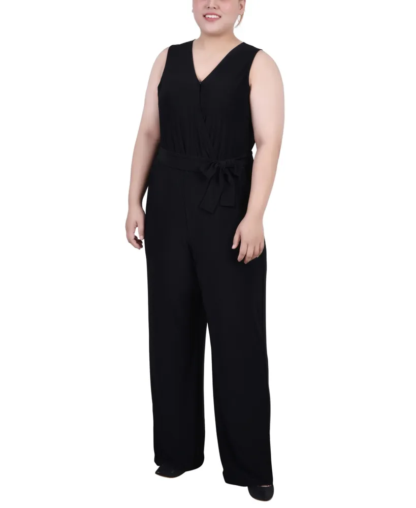 Ny Collection Plus Sleeveless Belted Jumpsuit