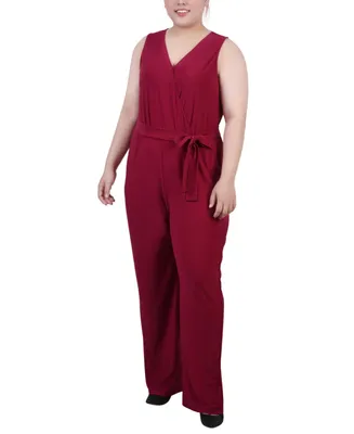 Ny Collection Plus Size Sleeveless Belted Jumpsuit