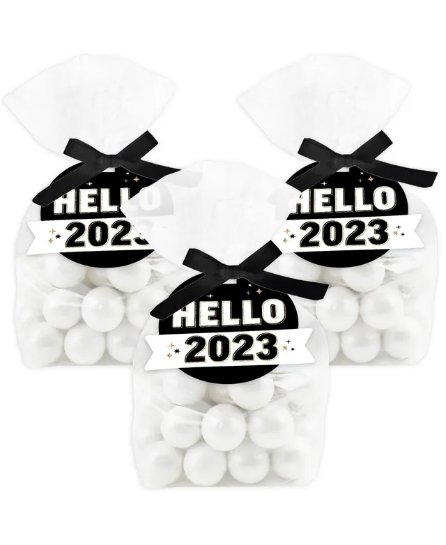 Big Dot of Happiness Hello New Year - Paper Straw Decor - 2024 NYE Party  Striped Decorative Straws - Set of 24