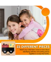 Leo & Friends Wooden Vehicle Puzzle Kit for Boys and Girls