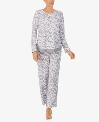 Ellen Tracy Women's Long Sleeve Crew Neck Pajamas Set