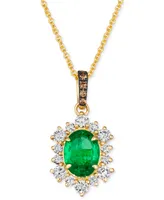 Le Vian Costa Smeralda Emeralds (7/8 ct. t.w.) & Diamond (1/2 ct. t.w.) Halo Adjustable 20" Pendant Necklace in 14k Gold