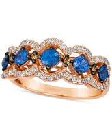 Le Vian Blueberry Sapphire (3/4 ct. t.w.) & Diamond (7/8 ct. t.w.) Scalloped Ring in 14k Rose Gold