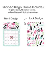 Spa Day - Bingo Cards and Markers - Girls Makeup Party Bingo Game - Set of 18