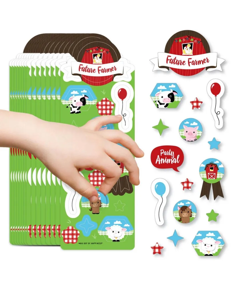 Farm Animals - Barnyard Party Favor Kids Stickers - 16 Sheets - 256 Stickers