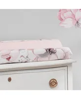 Lambs & Ivy Signature Botanical Baby Pink/Gray Floral Minky Changing Pad Cover