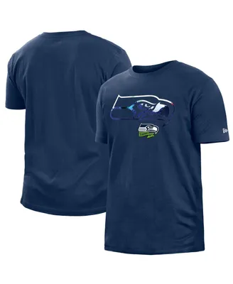 Men's New Era College Navy Seattle Seahawks 2022 Sideline Ink Dye T-shirt