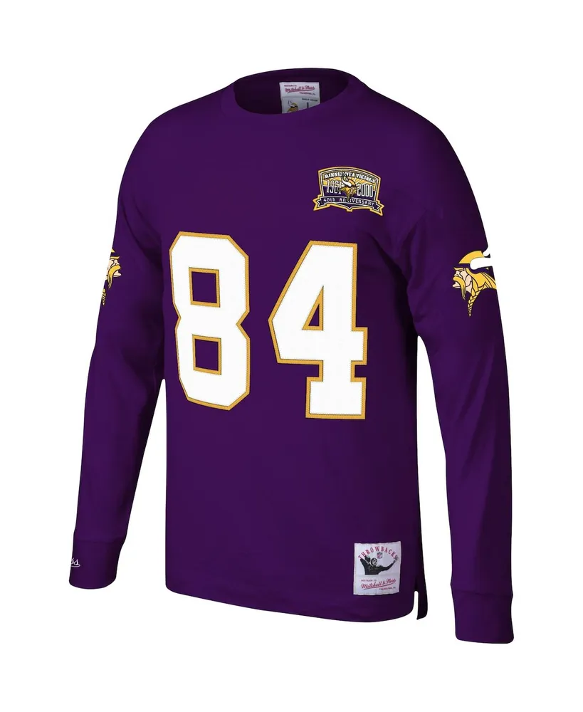 Men's Mitchell & Ness Randy Moss Purple Minnesota Vikings 2000 Retired Player Name and Number Long Sleeve T-shirt