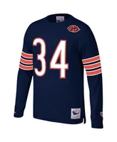 Men's Mitchell & Ness Walter Payton Navy Chicago Bears Throwback Retired Player Name and Number Long Sleeve Top