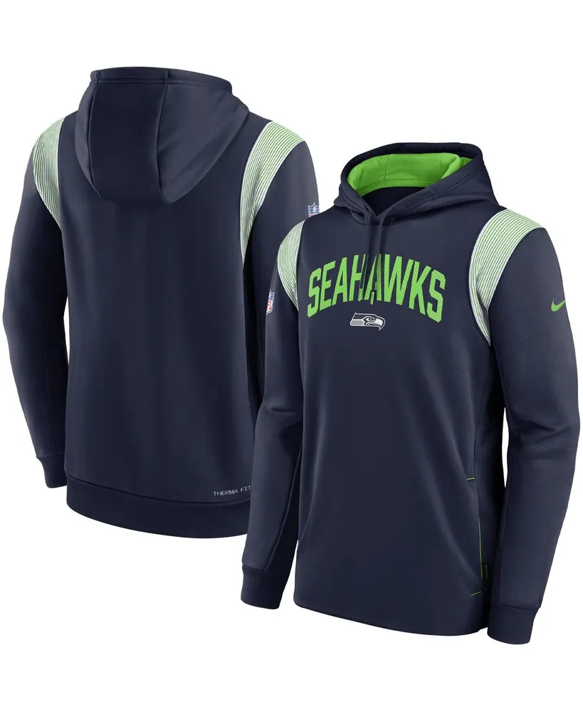 Men's Nike College Navy Seattle Seahawks Sideline Athletic Stack Performance Pullover Hoodie