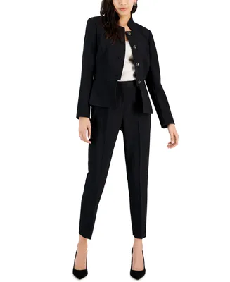 Tahari Asl Women's Stand Collar Button-Front Pantsuit