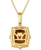 Le Vian Chocolate Quartz (4 ct. t.w.) & Diamond (1/3 ct. t.w.) Adjustable 20" Pendant Necklace in 14k Gold