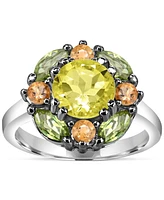 Multi-Gemstone Cluster Ring (3-1/2 ct. t.w.) in Sterling Silver