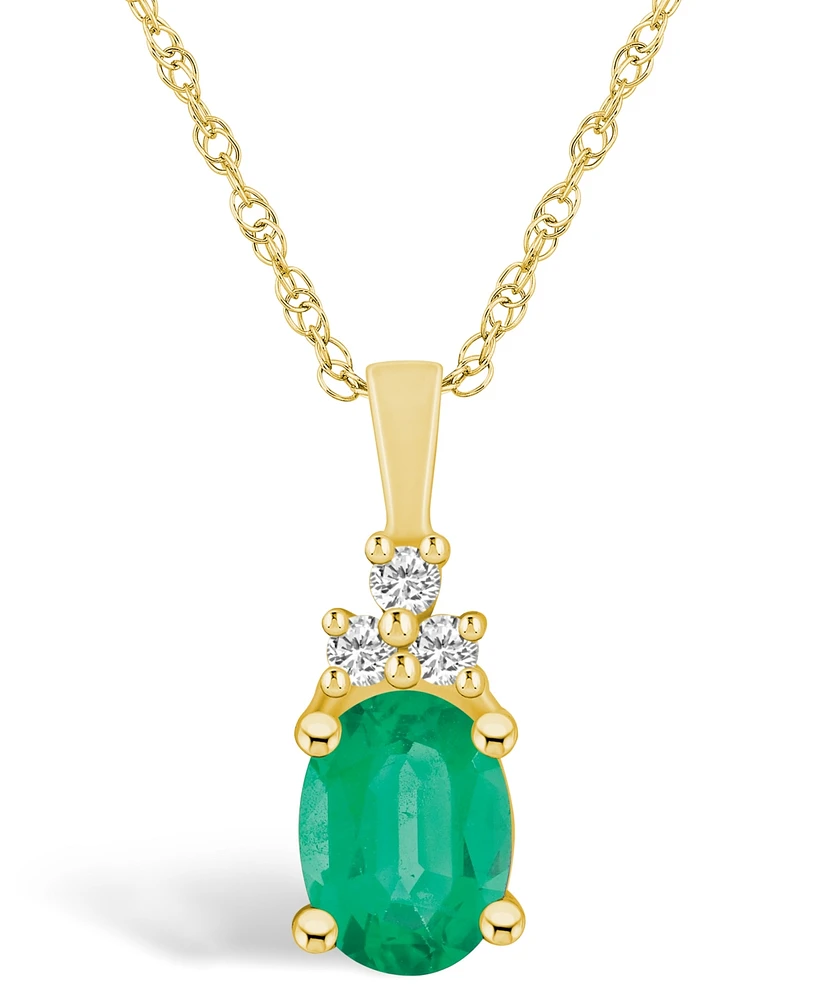 Macy's Emerald (1-1/5 Ct. t.w.) and Diamond (1/10 Pendant Necklace