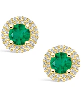 Macy's Emerald ( Ct. t.w.) and Diamond (/3 Halo Stud Earrings