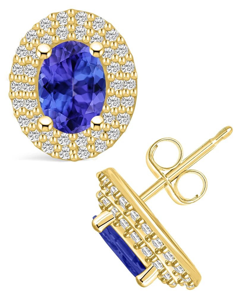 Macy's Tanzanite (1-1/2 Ct. t.w.) and Diamond (1/2 Halo Stud Earrings