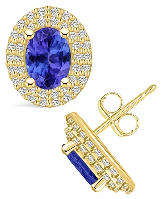 Macy's Tanzanite (1-1/2 Ct. t.w.) and Diamond (1/2 Halo Stud Earrings