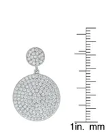 Macy's Fine Silver Plated Cubic Zirconia Pave Disk Dangling Earrings