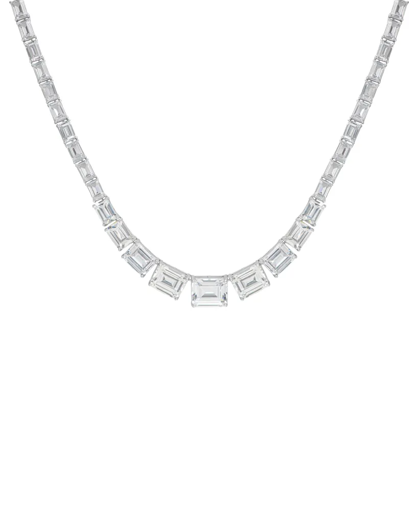 Macy's Fine Silver Plated Cubic Zirconia Graduating Necklace