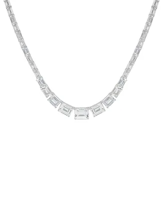 Macy's Fine Silver Plated Cubic Zirconia Graduating Necklace