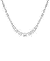 Macy's Fine Silver Plated Cubic Zirconia Graduating Necklace