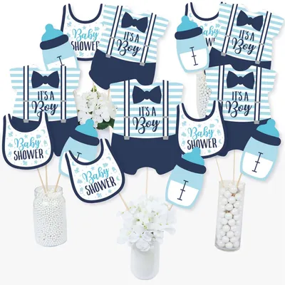 It's a Boy - Blue Baby Shower Centerpiece Sticks - Table Toppers - Set of 15