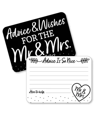 Mr. & Mrs. - Black & White Wedding Activities - Shaped Advice Cards Game - 20 Ct