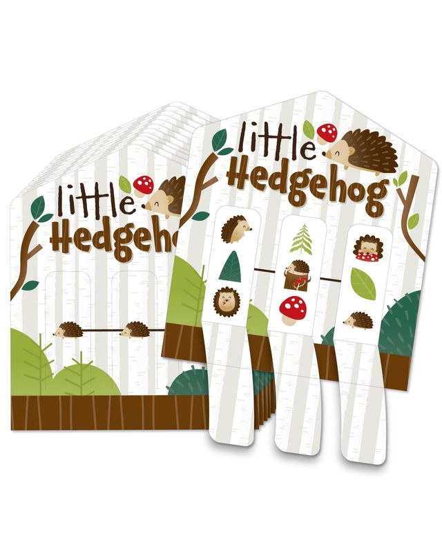 Forest Hedgehogs Birthday or Baby Shower Game Cards Pull Tabs 3-in-a-Row - 12 Ct