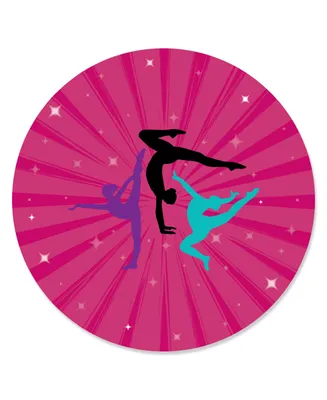 Tumble, Flip & Twirl - Gymnastics - Party Circle Sticker Labels - 24 Ct