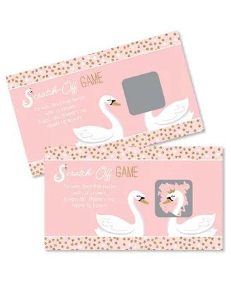 Swan Soiree - White Swan Baby Shower or Birthday Game Scratch Off Cards - 22 Ct