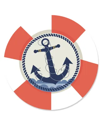 Ahoy - Nautical - Party Circle Sticker Labels - 24 Count