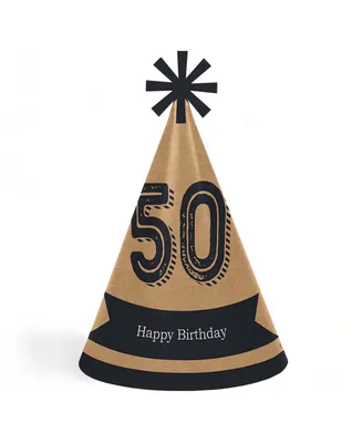 50th Milestone Birthday - Cone Happy Birthday Party Hats - 8 Ct (Standard Size)