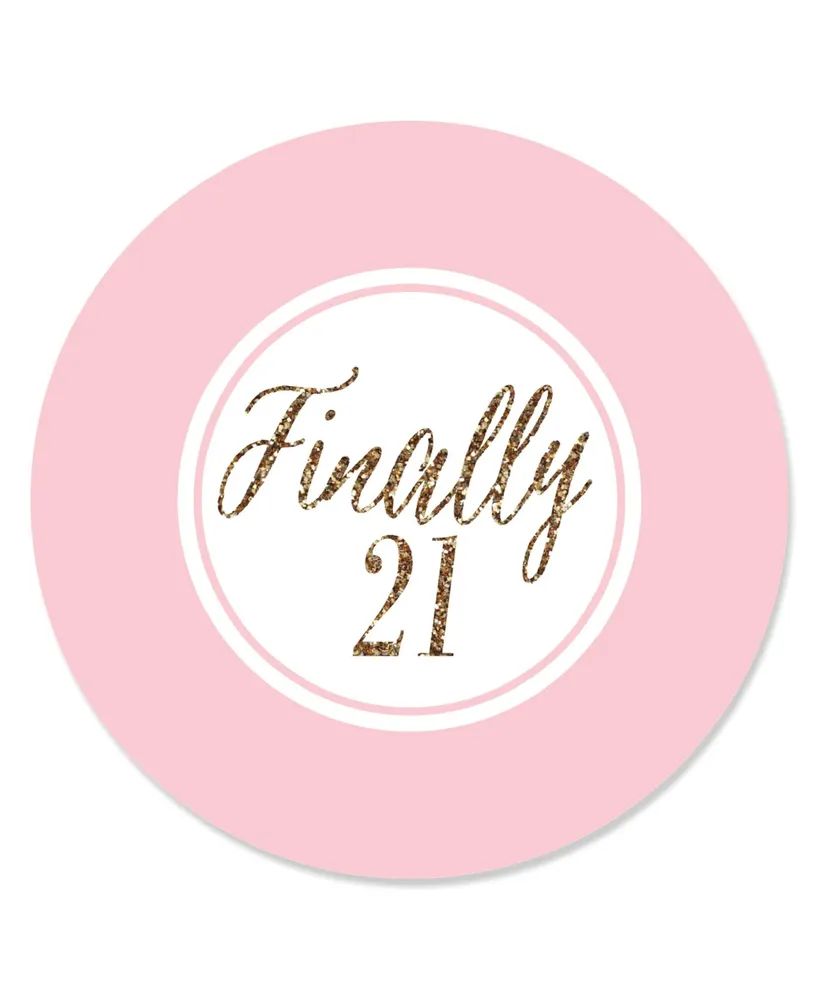 Big Dot Of Happiness Finally 21 Girl - 21st Birthday - Party Circle Sticker  Labels - 24 Count