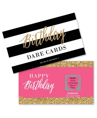 Chic Happy Birthday Pink Black Gold Party Game Scratch Off Dare Cards - 22 Ct