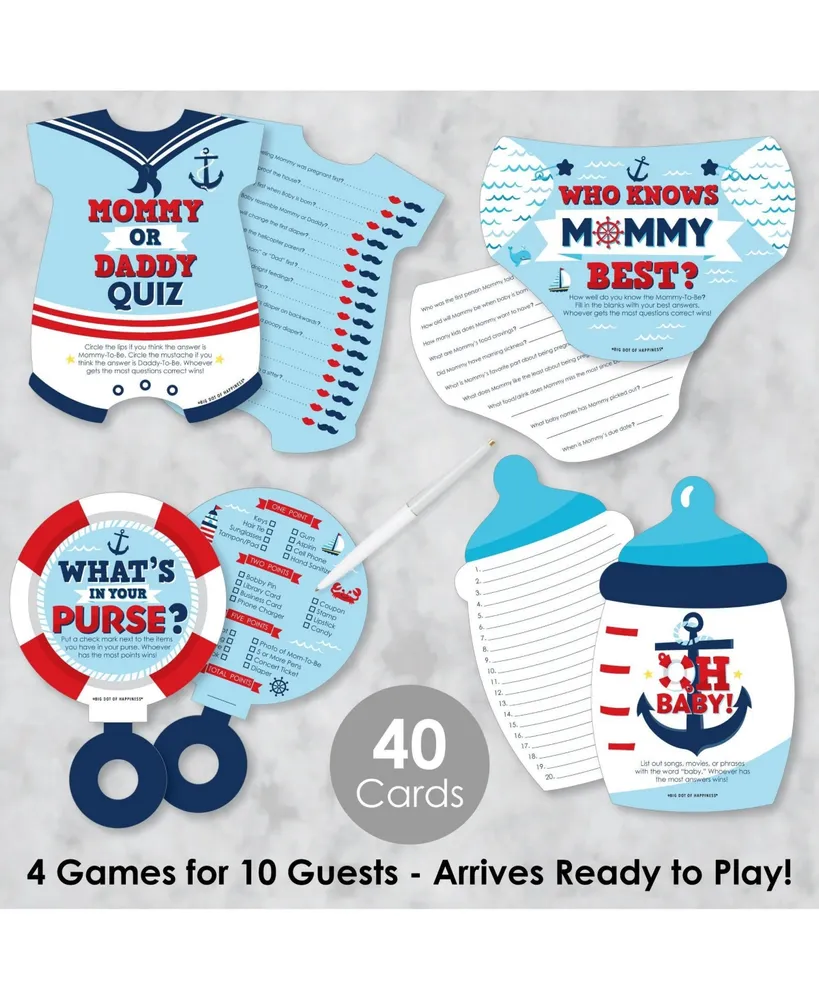 Ahoy It's a Boy - 4 Baby Shower Games - 10 Cards Each - Gamerific Bundle