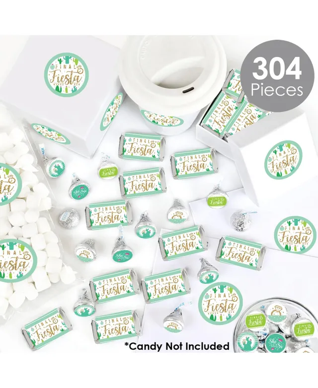 Big Dot of Happiness Spa Day - Mini Candy Bar Wrappers, Round Candy Stickers and Circle Stickers - Girls Makeup Party Candy Favor Sticker Kit - 304