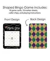 Mardi Gras - Bar Bingo Cards and Markers - Masquerade Party Bingo Game - 18 Ct