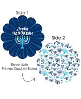 Big Dot of Happiness Hanukkah Menorah - Chanukah Holiday Party Round Table Decor Paper Chargers 12 Ct